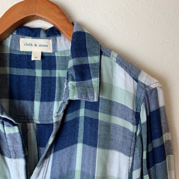 Cloth and stone plaid shirt blouse M - Picture 3 of 5